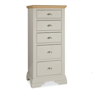Hampstead Soft Grey & Pale Oak Furniture 5 Drawer Tallboy Chest Hampstead Soft Grey & Pale Oak Furniture 5 Drawer Tallboy Chest