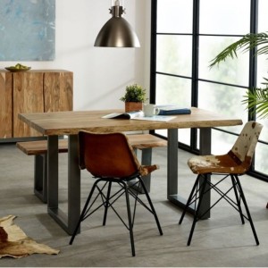 Indian Hub Acacia Baltic Live Edge Furniture Dining Table 1.5m LD03
