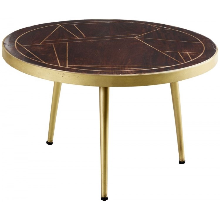 Indian Hub Mango Dark Gold Furniture Round Coffee Table
