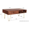 Indian Hub Mango Dark Gold Furniture Rectangular Coffee Table