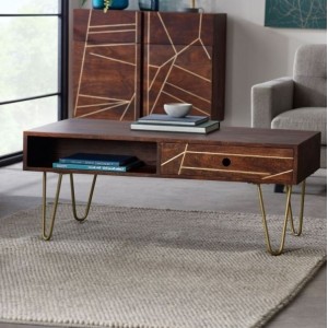 Indian Hub Mango Dark Gold Furniture Rectangular Coffee Table Indian Hub Mango Dark Gold Furniture Rectangular Coffee Table