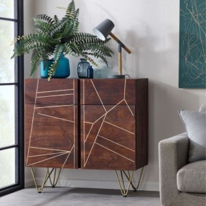Indian Hub Mango Dark Gold Furniture Medium Sideboard Indian Hub Mango Dark Gold Furniture Medium Sideboard