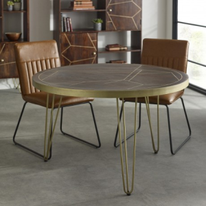 Indian Hub Mango Dark Gold Furniture Round Dining Table Indian Hub Mango Dark Gold Furniture Round Dining Table
