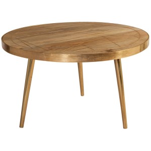 Indian Hub Mango Light Gold Furniture Round Coffee Table Indian Hub Mango Light Gold Furniture Round Coffee Table