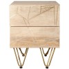 Indian Hub Mango Light Gold Furniture 2 Drawer Side Table