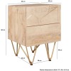 Indian Hub Mango Light Gold Furniture 2 Drawer Side Table