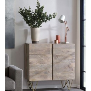 Indian Hub Mango Light Gold Furniture Medium Sideboard Indian Hub Mango Light Gold Furniture Medium Sideboard