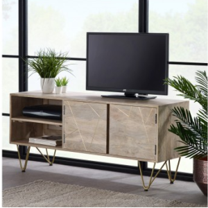 Indian Hub Mango Light Gold Furniture Plasma Media Unit Indian Hub Mango Light Gold Furniture Plasma Media Unit