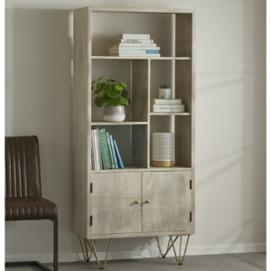 Indian Hub Mango Light Gold Furniture Large Bookcase Indian Hub Mango Light Gold Furniture Large Bookcase