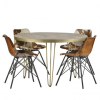 Indian Hub Mango Light Gold Furniture Round Dining Table