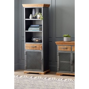 Indian Hub Metropolis Industrial Acacia Narrow Bookcase Indian Hub Metropolis Industrial Acacia Narrow Bookcase