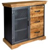 Indian Hub Metropolis Industrial Acacia 3 Drawer Sideboard