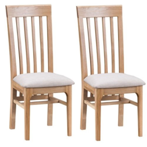 Bergen Oak Furniture Slat Back Chair Fabric Seat Pair Bergen Oak Furniture Slat Back Chair Fabric Seat Pair