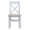 Tenby Grey Painted Furniture Cross Back Chair With Fabric Seat Pair
