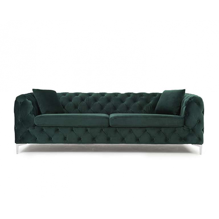 Alegra Furniture Green Plush Fabric 3 Seater Sofa PT32632