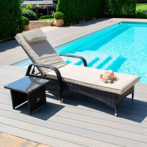 Maze Rattan Garden Furniture Florida Brown Sunlounger Set Maze Rattan Garden Furniture Florida Brown Sunlounger Set