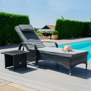Maze Rattan Garden Furniture Florida Grey Sunlounger Set Maze Rattan Garden Furniture Florida Grey Sunlounger Set