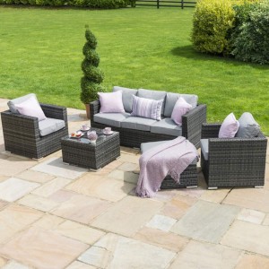 Maze Rattan Garden Furniture Grey Georgia 3 Seat Sofa Set with Ice Bucket Maze Rattan Garden Furniture Grey Georgia 3 Seat Sofa Set with Ice Bucket
