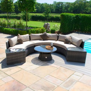 Maze Rattan Garden Furniture Brown Half Moon Sofa Set Maze Rattan Garden Furniture Brown Half Moon Sofa Set