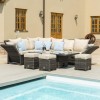 Maze Rattan Garden Furniture Henley Brown Corner Sofa with Reclining Arms & Rising Table