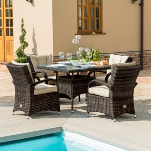 Maze Rattan Garden Furniture Texas Brown 4 Seater Square Table Set Maze Rattan Garden Furniture Texas Brown 4 Seater Square Table Set