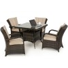 Maze Rattan Garden Furniture Texas Brown 4 Seater Square Table Set