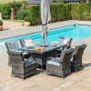 Maze Rattan Garden Furniture Texas Grey 6 Seater Rectangle Ice Bucket Table Set