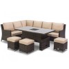 Maze Rattan Garden Furniture Venice Brown Ice Bucket Corner Sofa Set with Rising Table