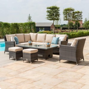 Maze Rattan Garden Venice Brown Corner Set With Rising Ice Bucket Table & Chair Maze Rattan Garden Venice Brown Corner Set With Rising Ice Bucket Table & Chair