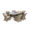 Maze Rattan Garden Furniture Winchester 6 Seat Oval Dining Set with Heritage Chairs & Ice Bucket