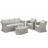 Maze Rattan Garden Furniture Oxford Grey 3 Seater Sofa Set with Armchairs & Coffee Table