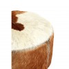 Mallani Bohemian Furniture White and Brown Goat Hide Round Stool  5501994