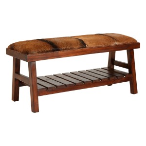 Mallani Bohemian Furniture Brown Goat Hide Bench Mallani Bohemian Furniture Brown Goat Hide Bench 5501995
