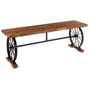 Mallani Bohemian Furniture Acacia & Iron Wheel Bench Mallani Bohemian Furniture Acacia & Iron Wheel Bench 5502360