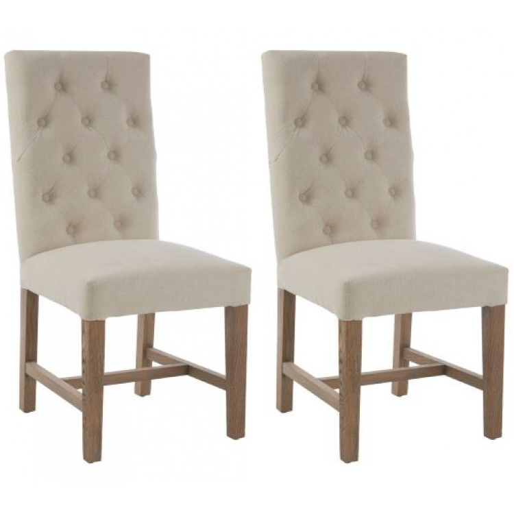 Premier Lyon Oak Furniture Grey Linen Chair (Pair) 5501639