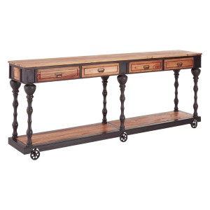 New Foundry Industrial Furniture Elm & Metal Console Table New Foundry Industrial Furniture Elm & Metal Console Table 2404943