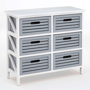Coral Rustic White and Grey Furniture 6 Drawer Storage Chest Coral Rustic White and Grey Furniture 6 Drawer Storage Chest 2404022