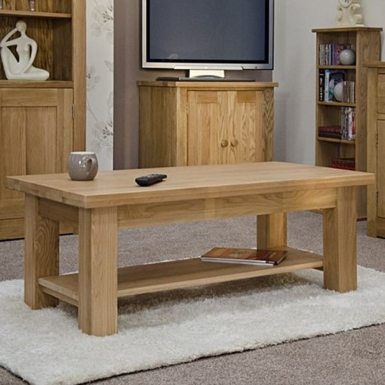 Torino Solid Oak Furniture 4x2 Coffee Table With Shelf