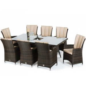 Maze Rattan Garden Furniture LA Brown 8 Seat Rectangular Ice Bucket Dining Set Maze Rattan Garden Furniture LA Brown 8 Seat Rectangular Ice Bucket Dining Set