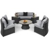 Maze Rattan Garden Furniture Grey Half Moon Sofa Set