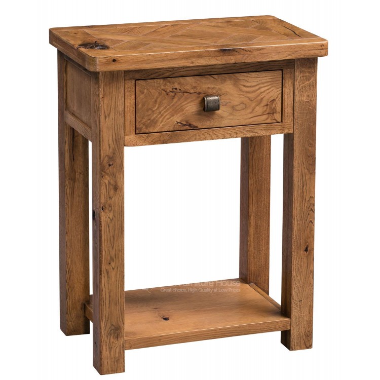 Aztec Solid Oak Furniture Rustic 1 Drawer Telephone Table