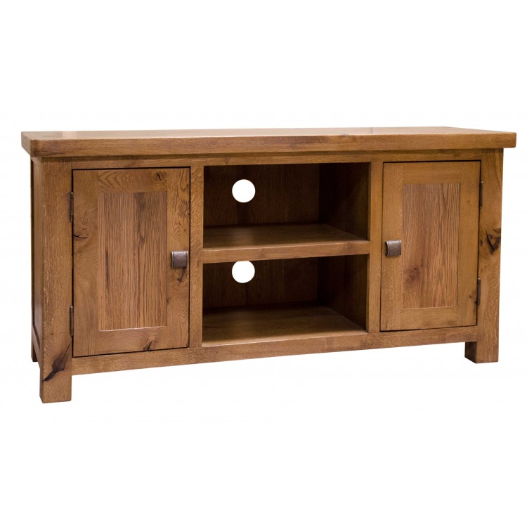 Aztec Solid Oak Furniture Rustic 2 Door TV Stand