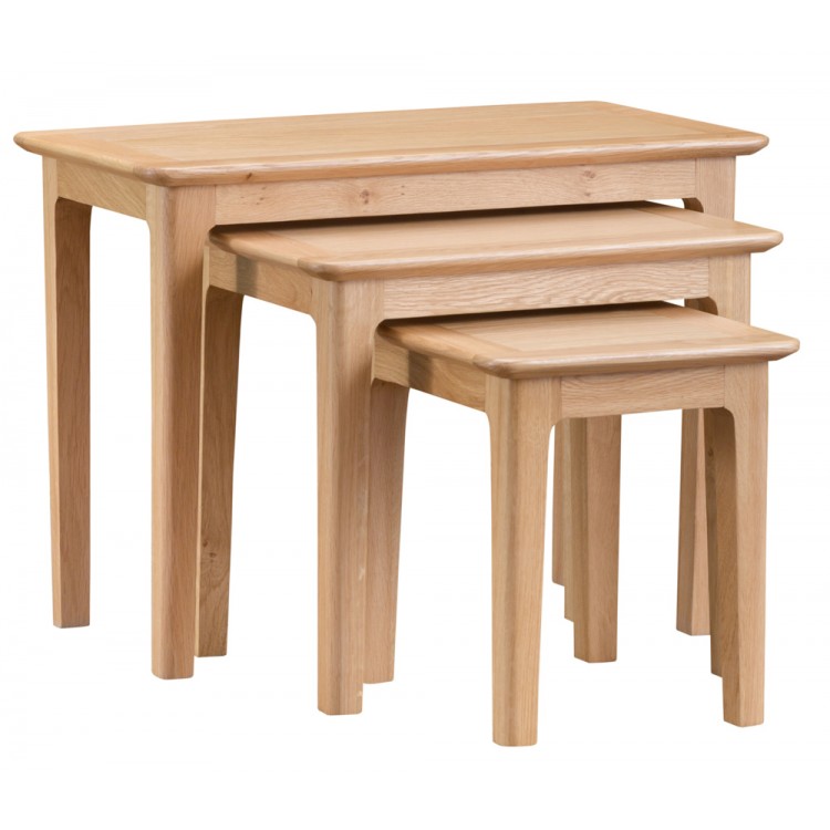 Bergen Oak Furniture Nest of 3 Tables