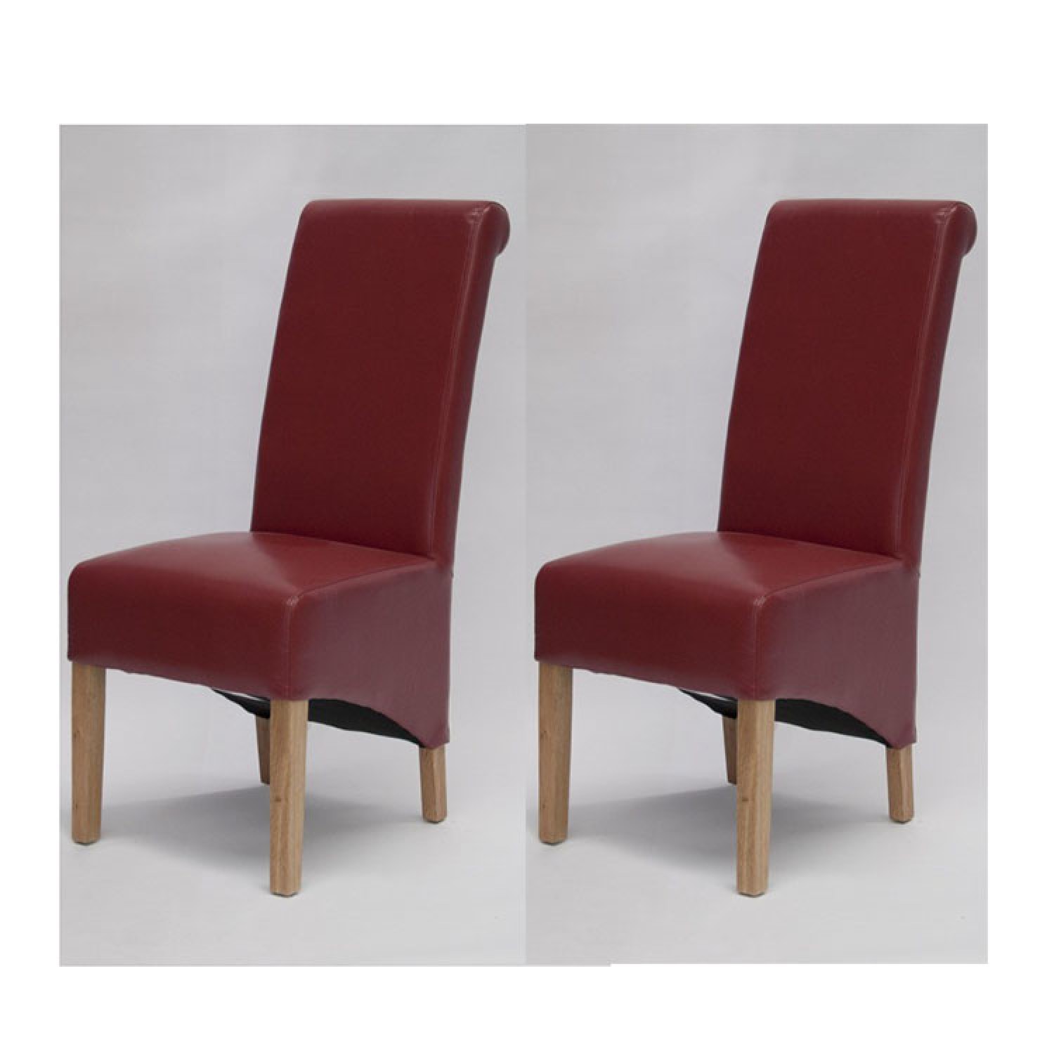 Trend Oak Richmond Red Bonded Leather Dining Chair Pair Oak Furniture House