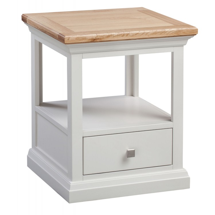 Cotswold Solid Oak Cream Painted Furniture 1 Drawer Lamp Table
