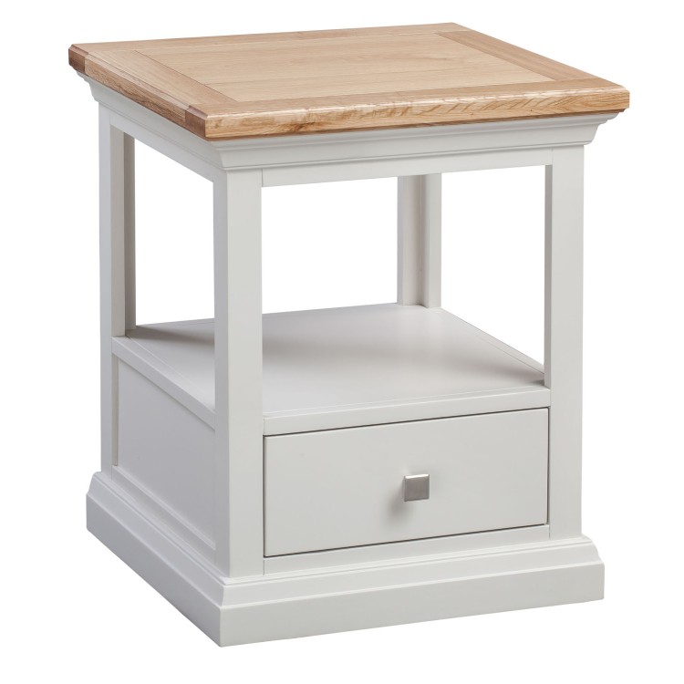 Cotswold Solid Oak Cream Painted Furniture 1 Drawer Lamp Table