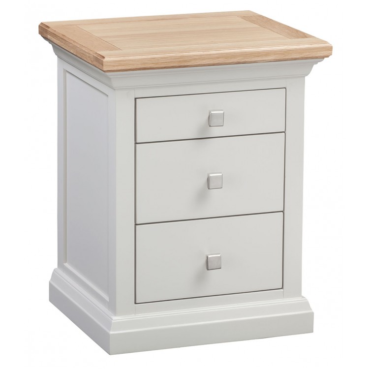 Cotswold Solid Oak Cream Painted Furniture 3 Drawer Bedside Table