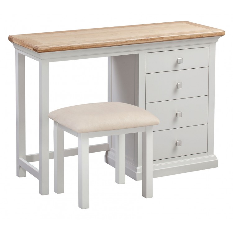 Cotswold Solid Oak Cream Painted Furniture Dressing Table & Stool Set