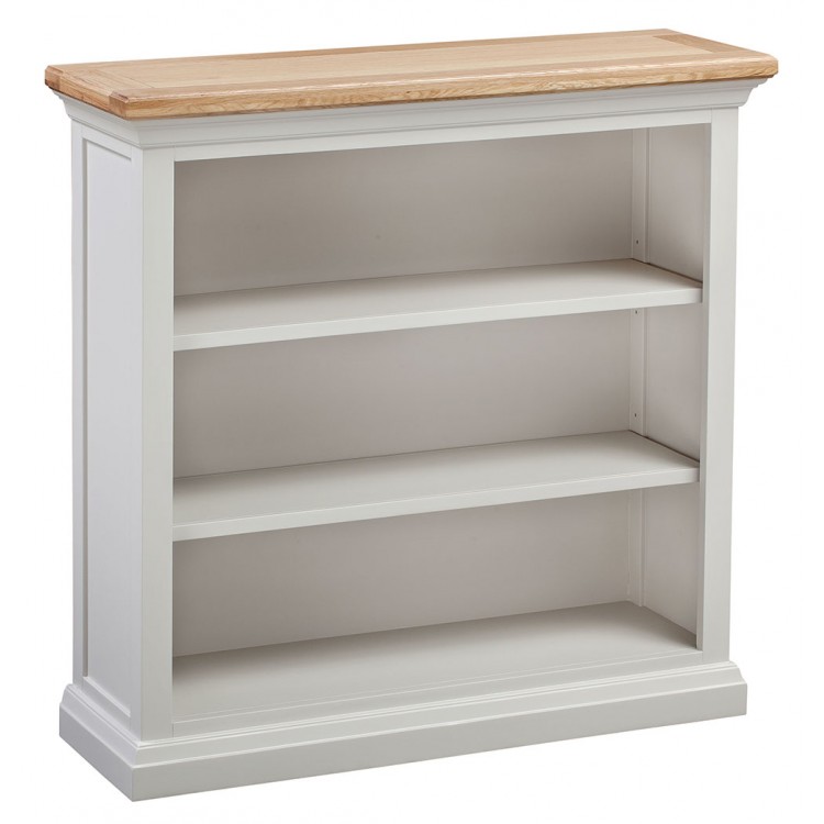 Cotswold Solid Oak Cream Painted Furniture Small 2 Shelf Bookcase