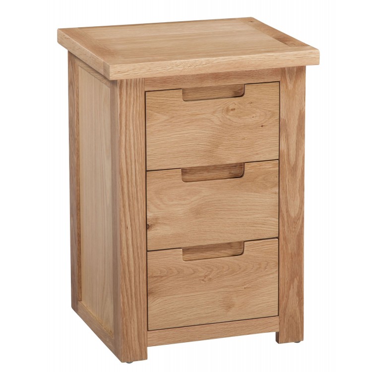Moderna Solid Oak Furniture Modern 3 Drawer Bedside Table